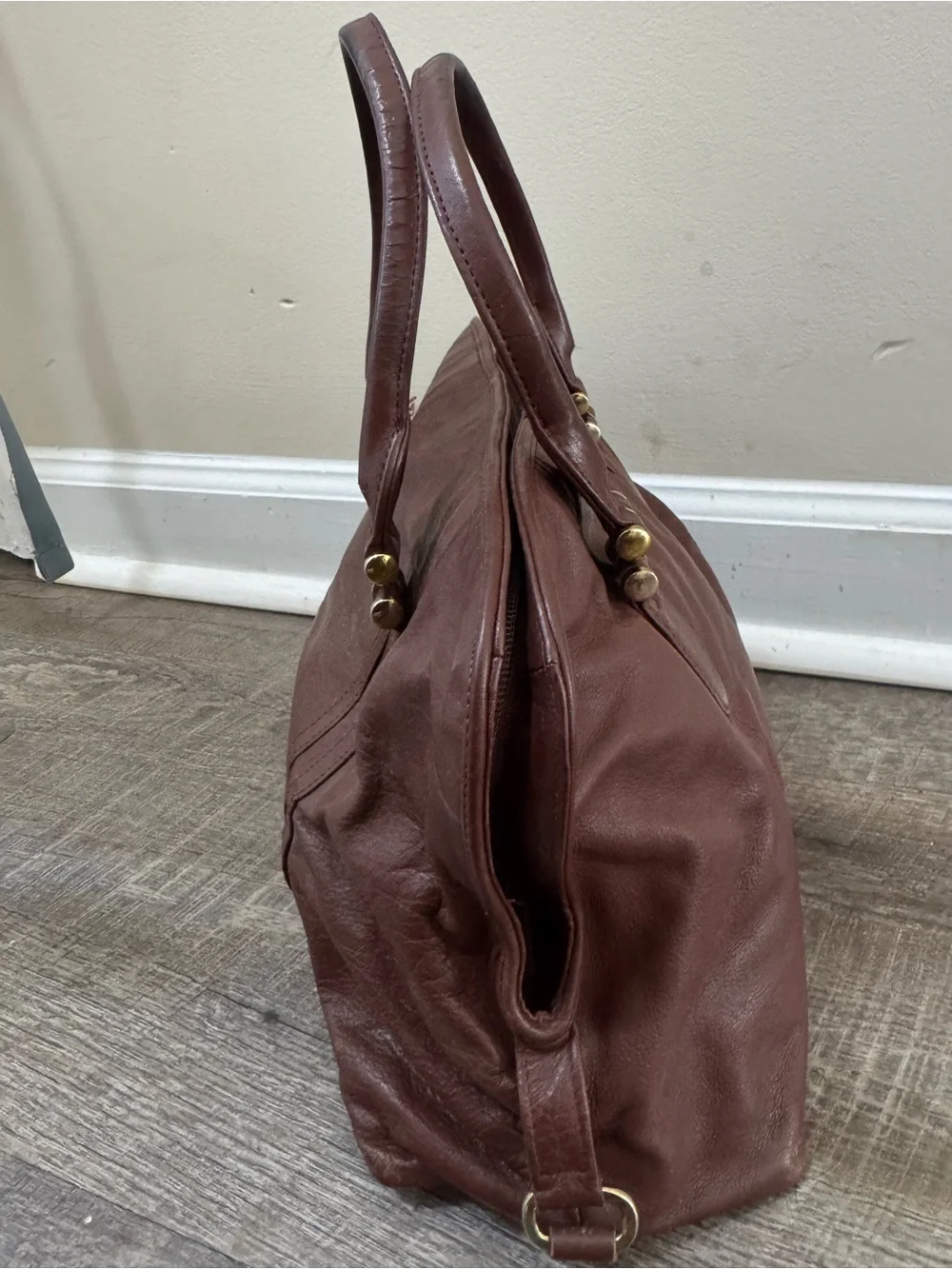 Vintage Jordache Classic Leather Tote Bag in Brown